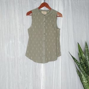 NWT Anthropologie || Vanessa Virginia Green/Gold Top
